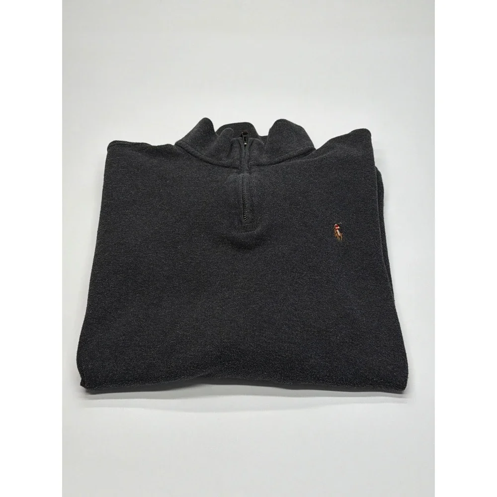 Polo Ralph Lauren Mens XL‎ Estate Rib Quarter Zip Pullover Charcoal Gray Cotton